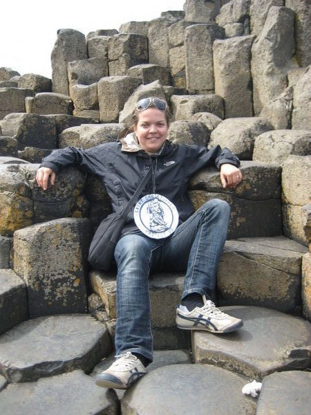 Chris has a seat in the Giant's Causeway