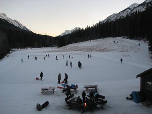 Ice skating in Banff