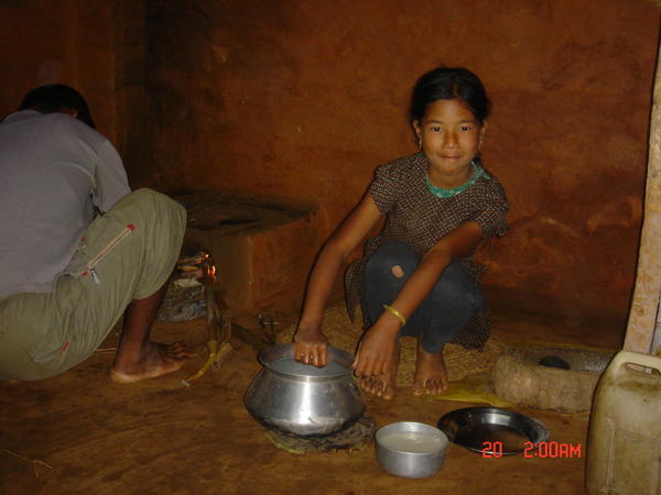 Deepa preparing rice in the morning