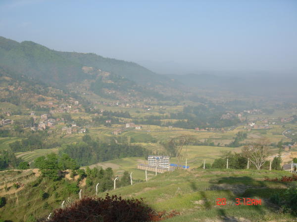view from village house in morning