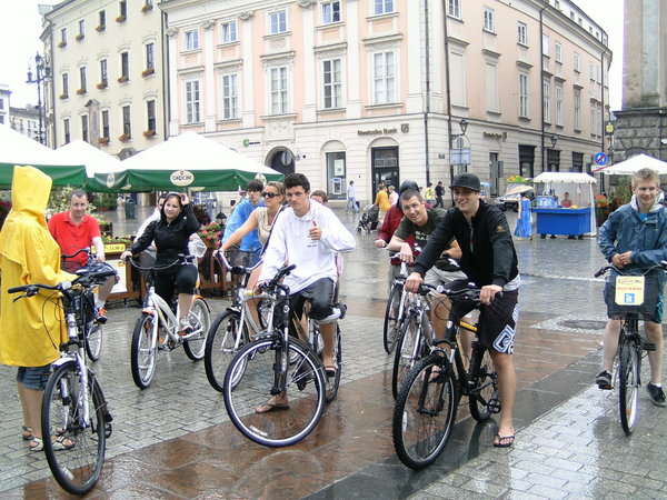 Krakow cycle tour in rain