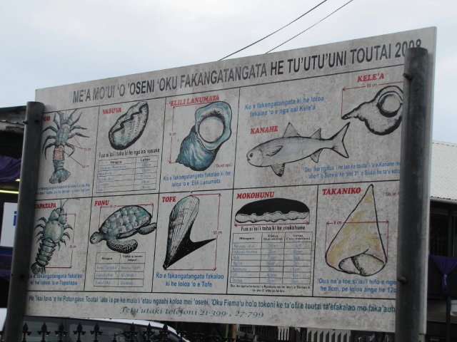 Tonga seafood sign