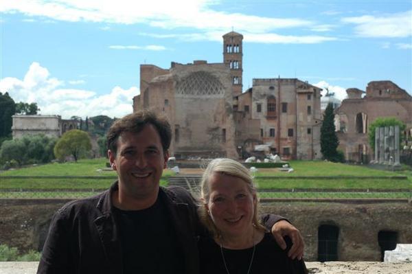 Mom and I with parts of the Forum in the background 
