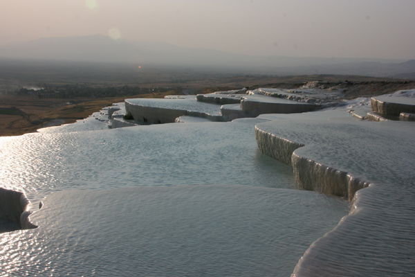 Pamukkale pools at Sunset