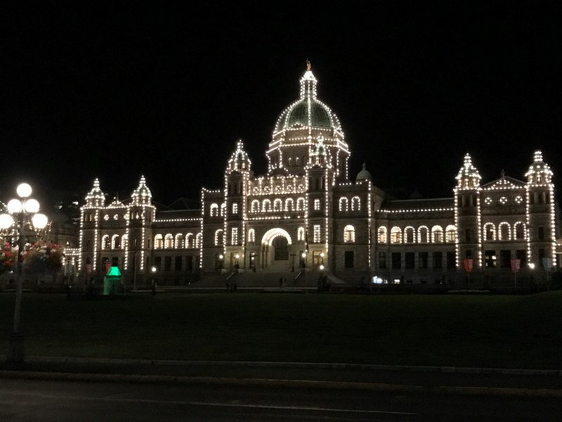 VIctoria's State building at night. 