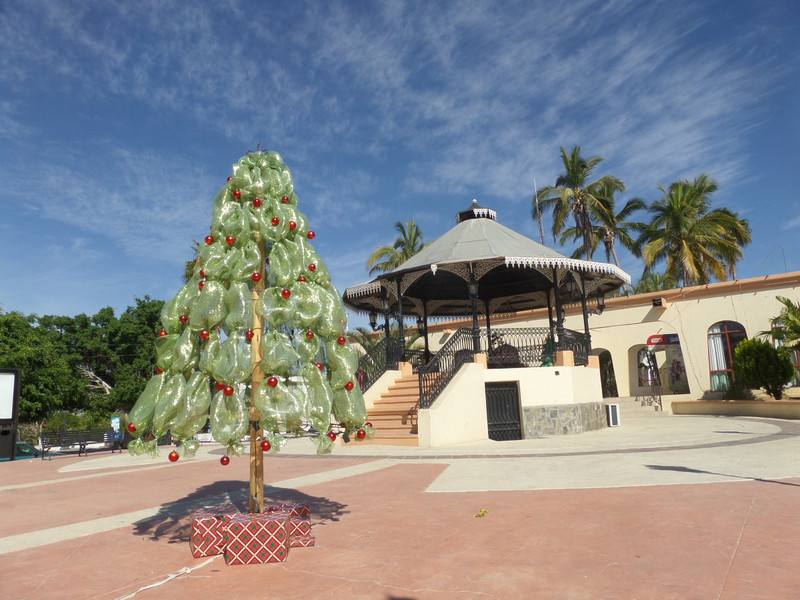Mexican Christmas tree in small village square 