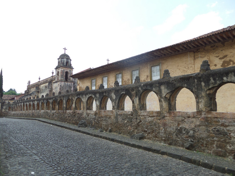 Church and old wall in Patzcuaro.