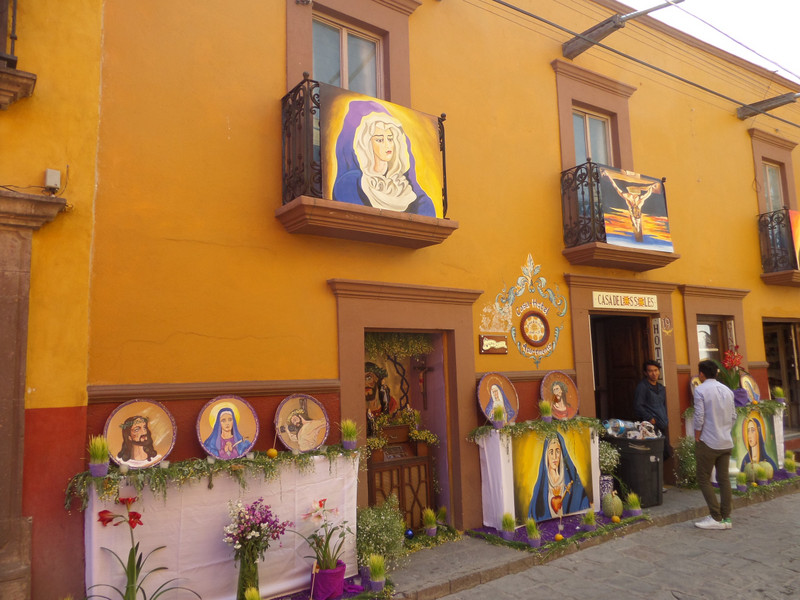 Street in San Miguel preparing for Easter 