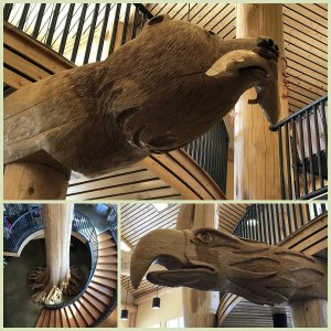 Visitor centre wood carvings. 