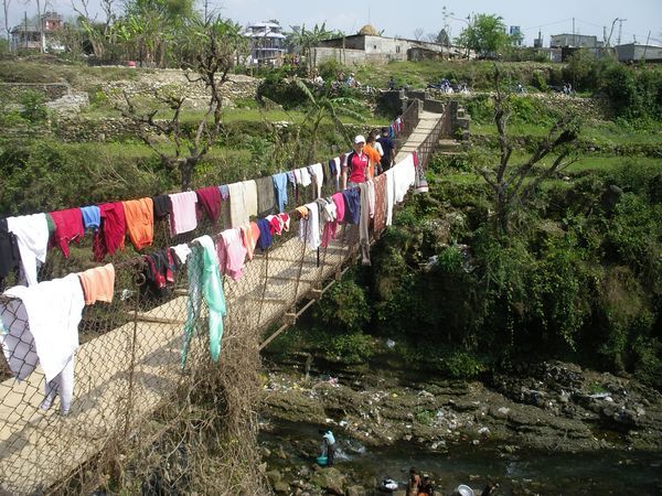 Washing drying over the bridge