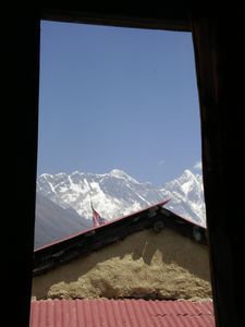 View of Everest from out room in Tengboche