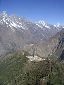 View looking down on Tengboche from 4000m