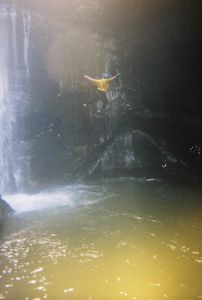 2nd day canyoning - Rach jumping into a pool