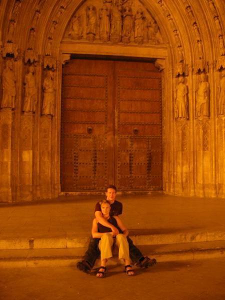 Justin and Rach outside the Cathederal in Valencia