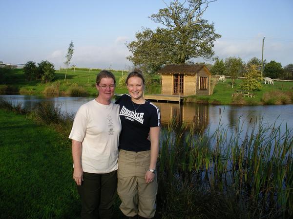 Mum and I by the lake with our wellies on