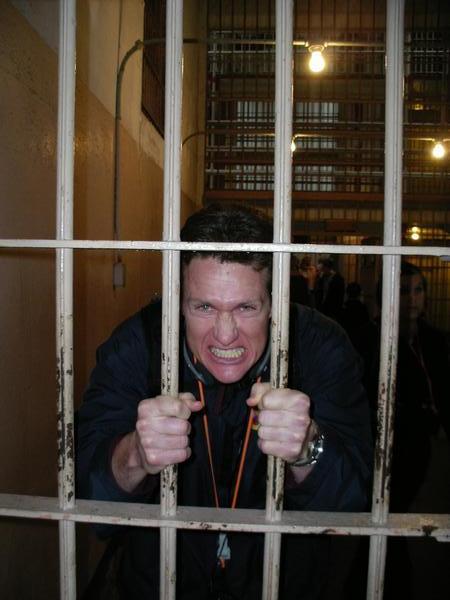 Justin getting comfy in Alcatraz