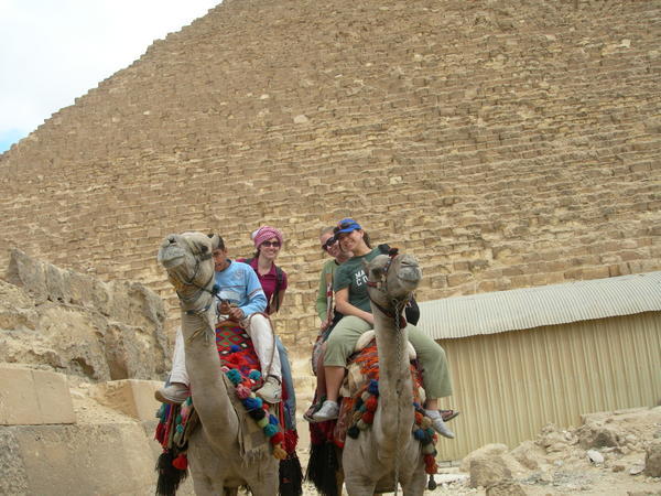 On a camel at the pyramids