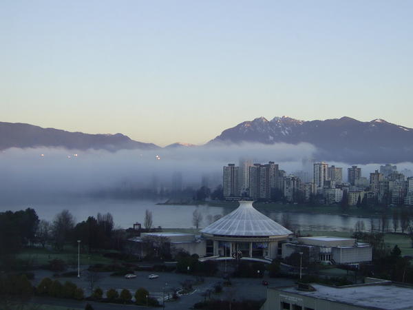 View of Fog out our apartment in Vancouver