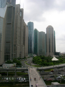 Pudong buildings, elevated walkway