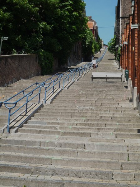 Long steps up to the monument