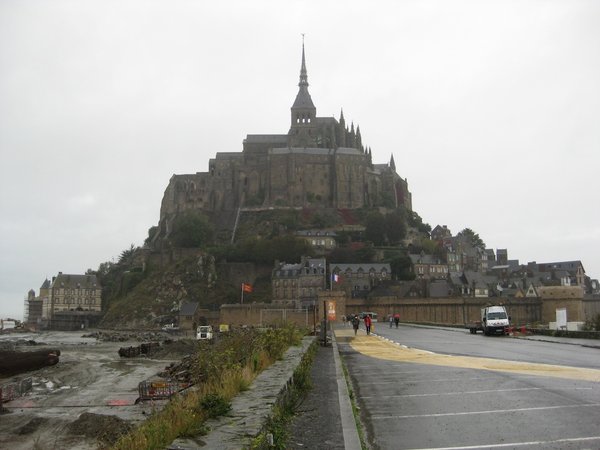 Walking up to Mont St. Michel