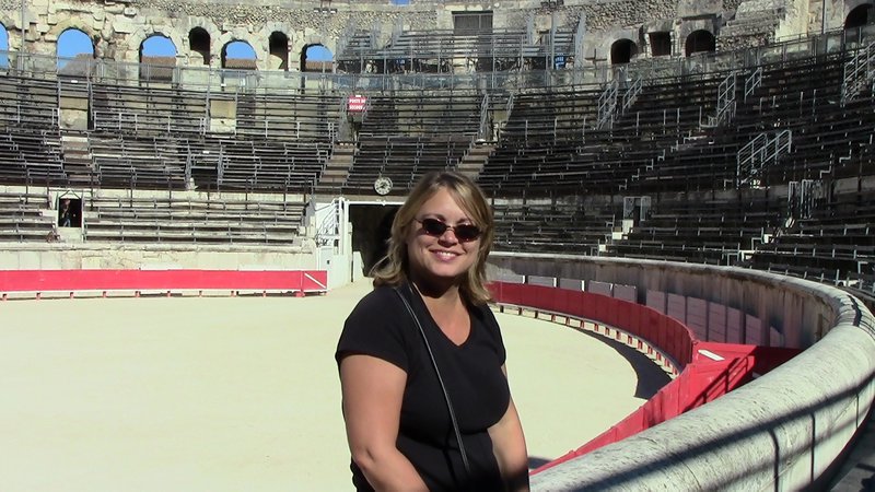Lisa inside the Nimes Arena
