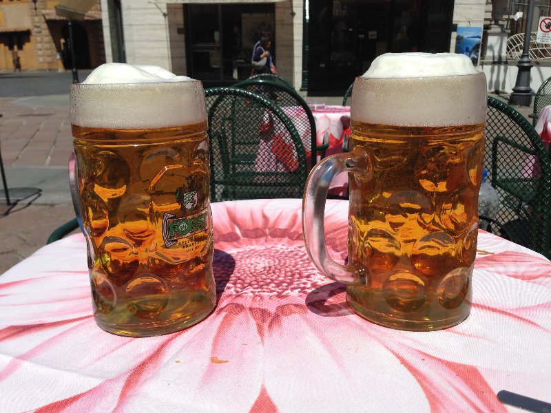 Two liters of beer, the largest beers we have found in Italy