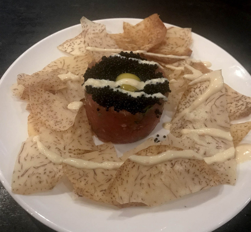Tuna tarar with a quail egg and caviar.  It was SO GOOD!