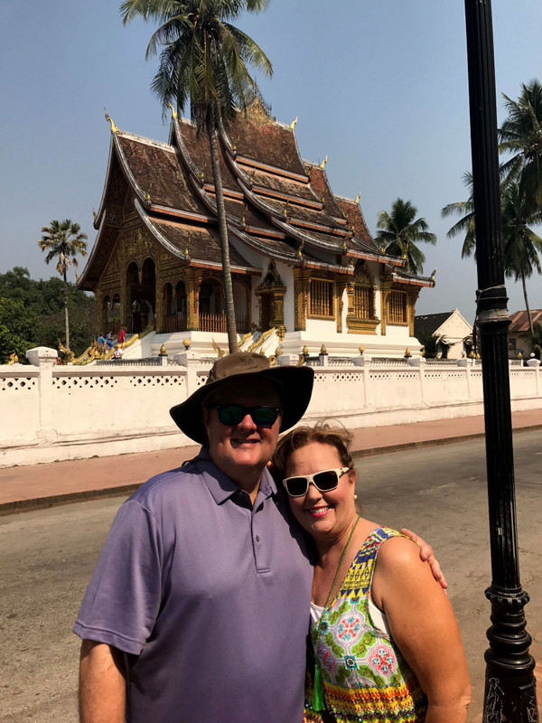 Drury and margo outside a Temple