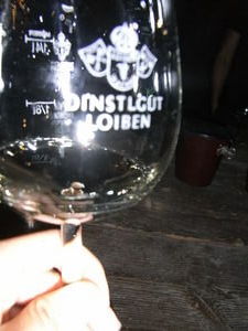 their glass with logo