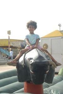 Leila posing on the Bull