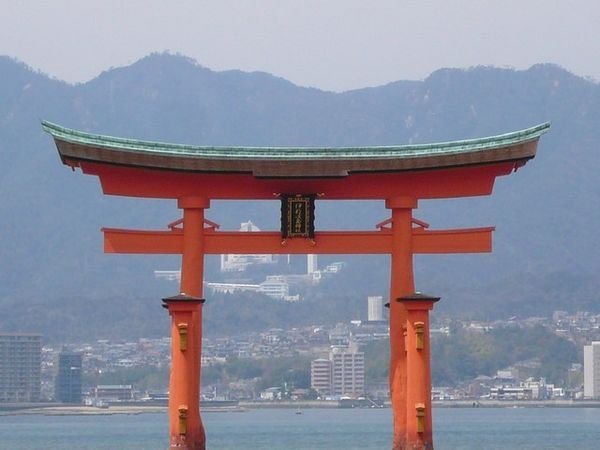 Torii gate of the Itsukushima Shrine on Miyajima island