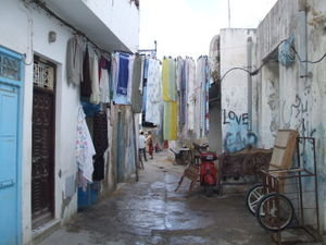down an alleyway in Tunisia