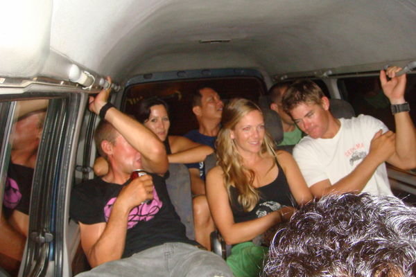 and the ride home in the taxi..