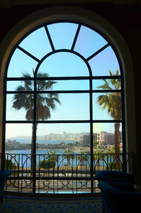 What we had to look at while waiting to be picked up - the window in our hotel foyer.