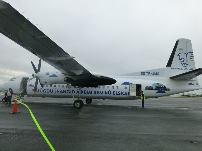 The twin propeller aircraft of Iceland Air