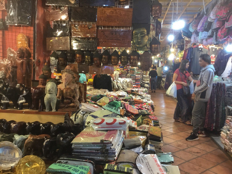 Stalls selling silks and clothing