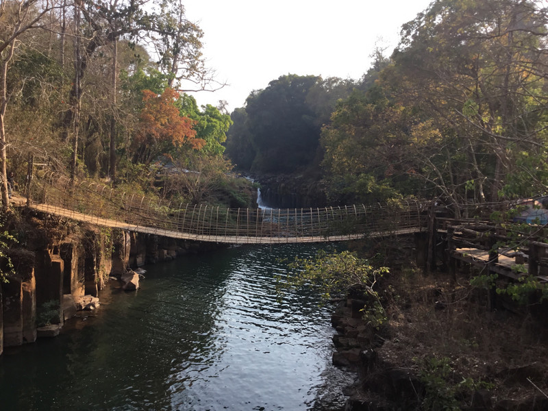 Phasuam falls and bamboo bridge