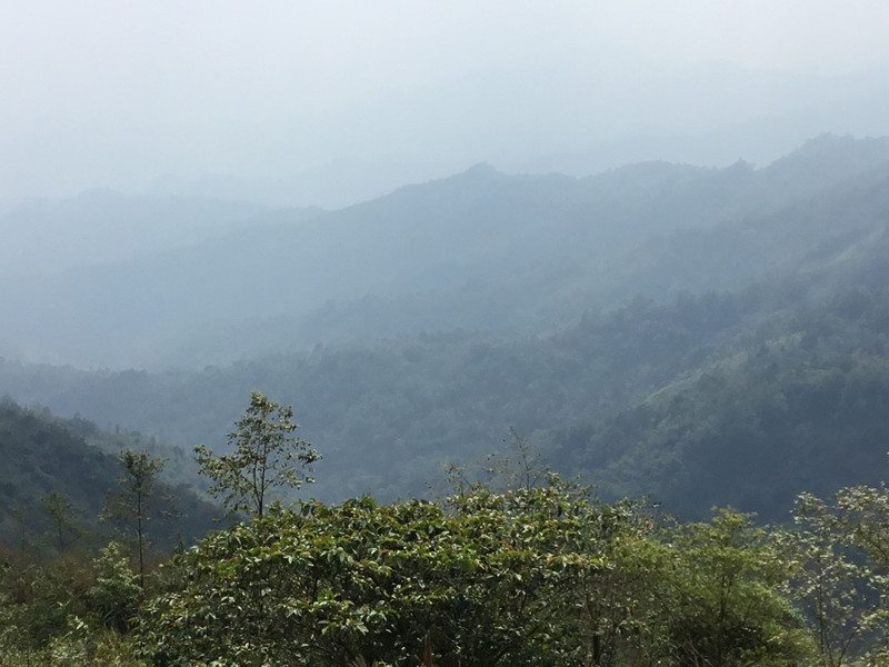 Mist-covered mountains, Luang Prabang range