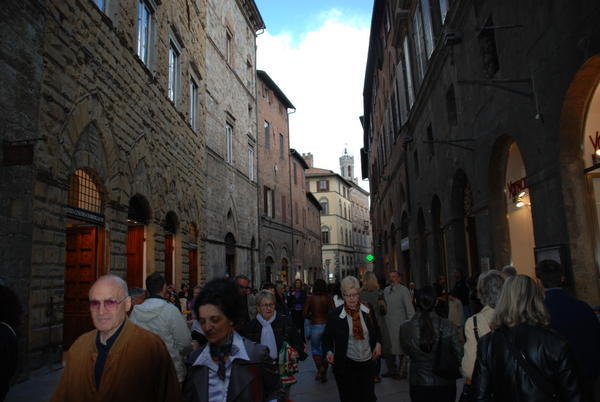 The bustling streets of Siena
