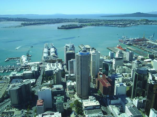 View over Auckland from the sky city tower.