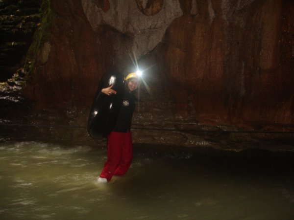 walking through the cave