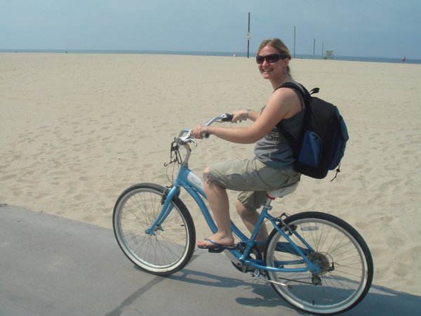 Biking down the Venice Beach