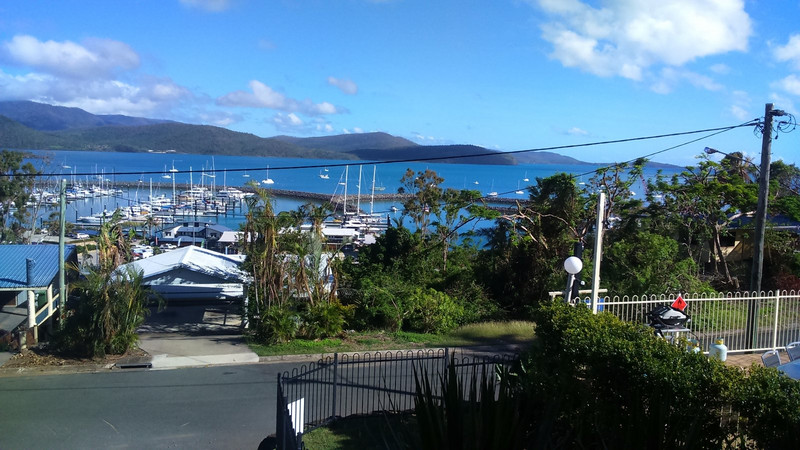 Back on land, the view from our Airlie Beach apartment
