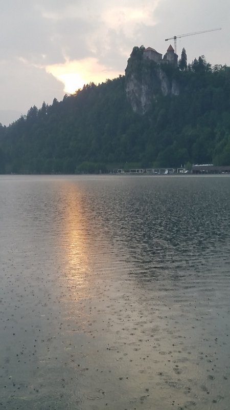 Lake Bled & Castle in rain