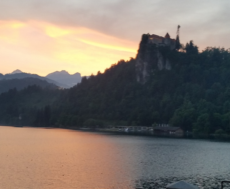 Sunset over Lake Bled & Castle.