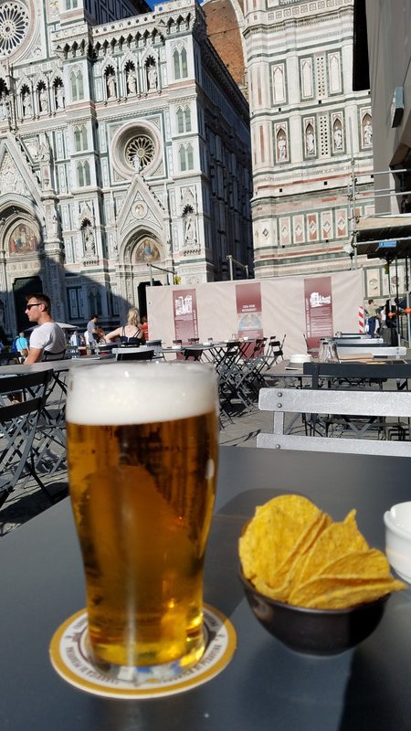 A Moretti draft beer