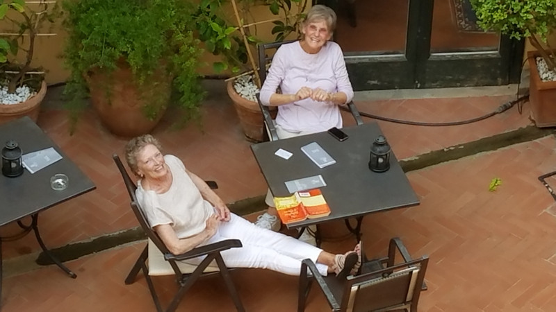 Nancy and Diana relaxing at the hotel.