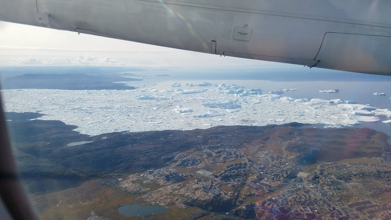 Ilulissat and the icebergs in the fjord.