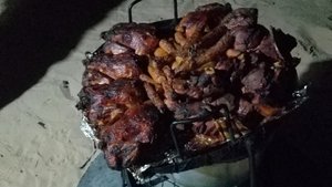Cooked lamb and chicken
